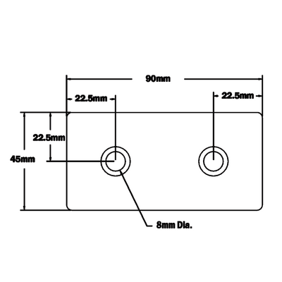 32-4590PNEU-1SS MODULAR SOLUTIONS PNEUMATIC MOUNTING PLATE 45MM X 90MM COVER PLATE - NO MOUNTING HOLES